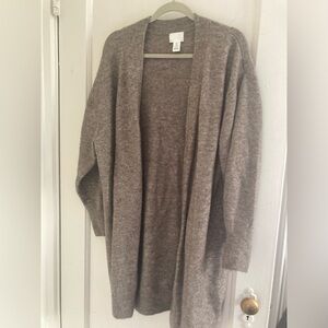 H&M Long Wool Taupe Cardigan • Size Large